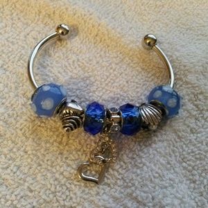 Silver Glass Heart Bracelet